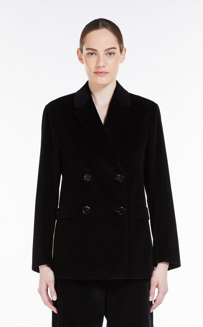 Max Mara Double-breasted Velvet Blazer Schwarz | MMR594057