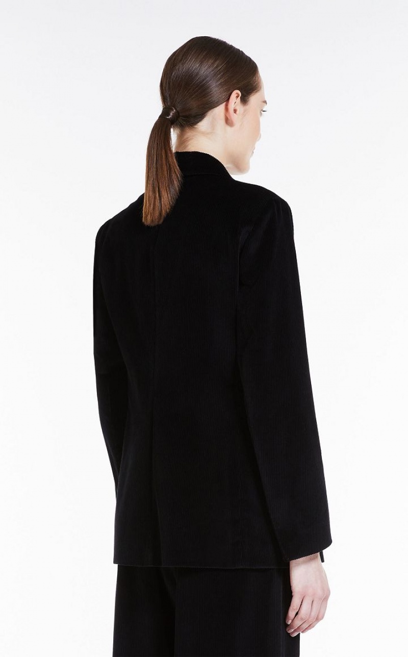 Max Mara Double-breasted Velvet Blazer Schwarz | MMR594057