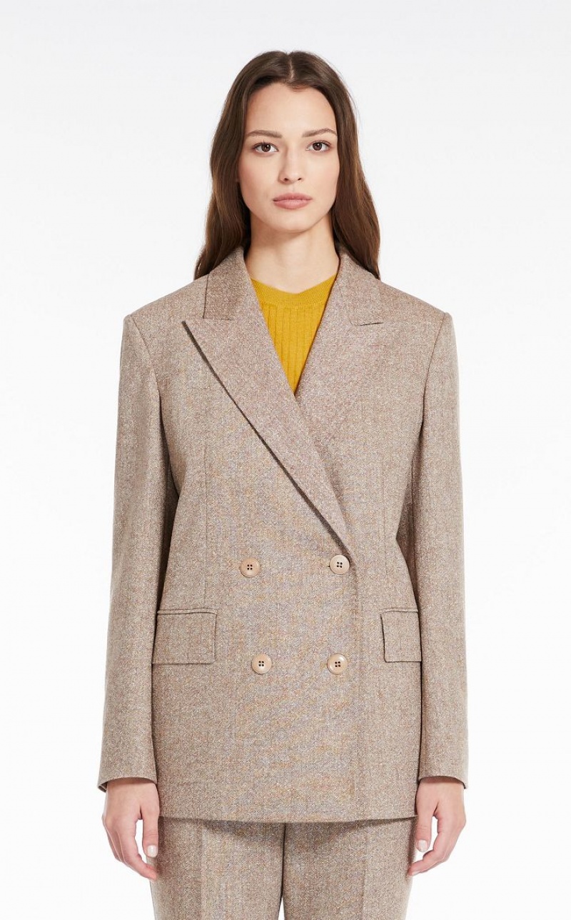 Max Mara Double-breasted Wolle Blazer Braun | MMR594056