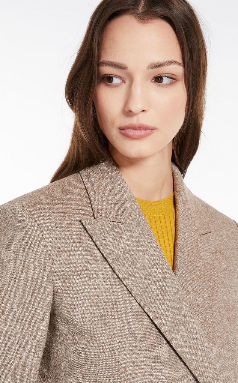 Max Mara Double-breasted Wolle Blazer Braun | MMR594056