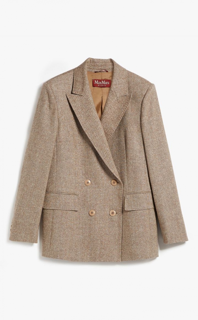 Max Mara Double-breasted Wolle Blazer Braun | MMR594056