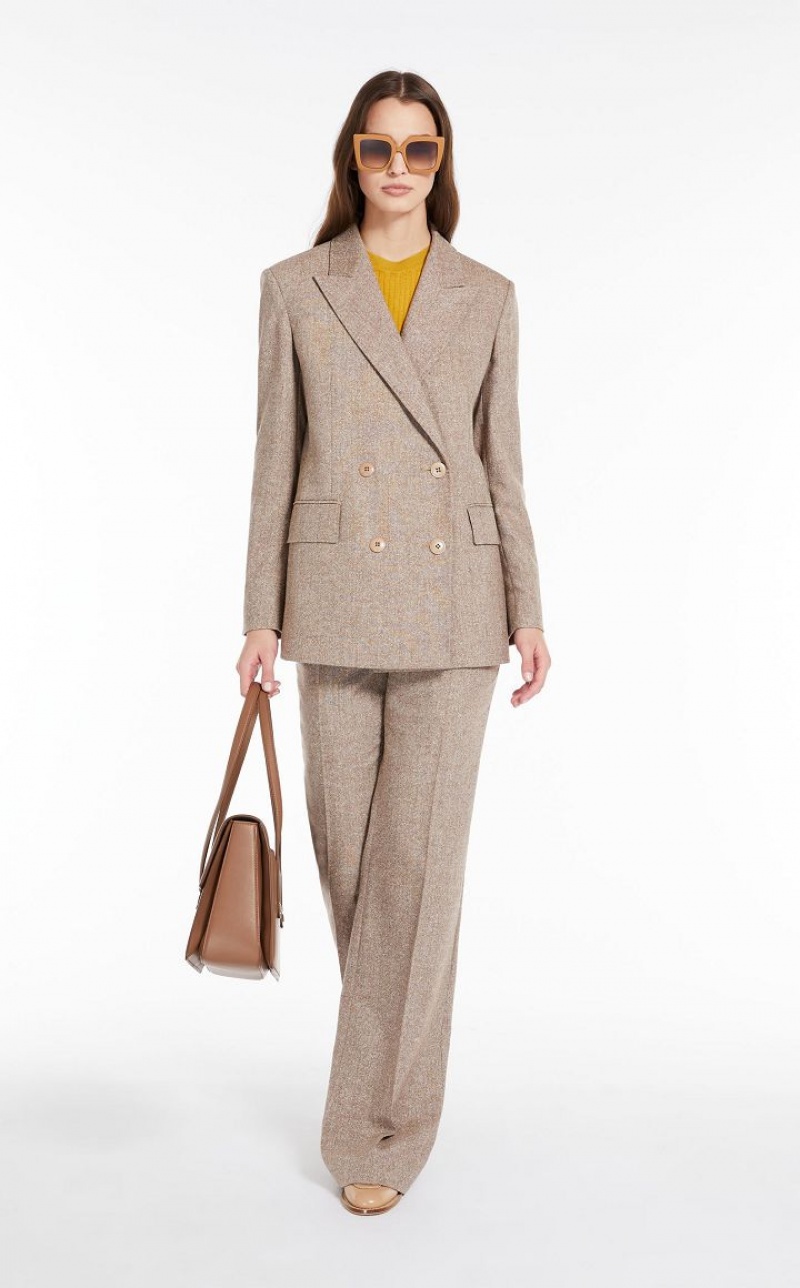 Max Mara Double-breasted Wolle Blazer Braun | MMR594056