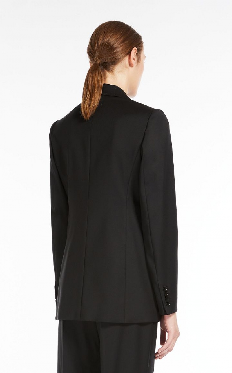 Max Mara Double-breasted Wolle Blazer Schwarz | MMR594087