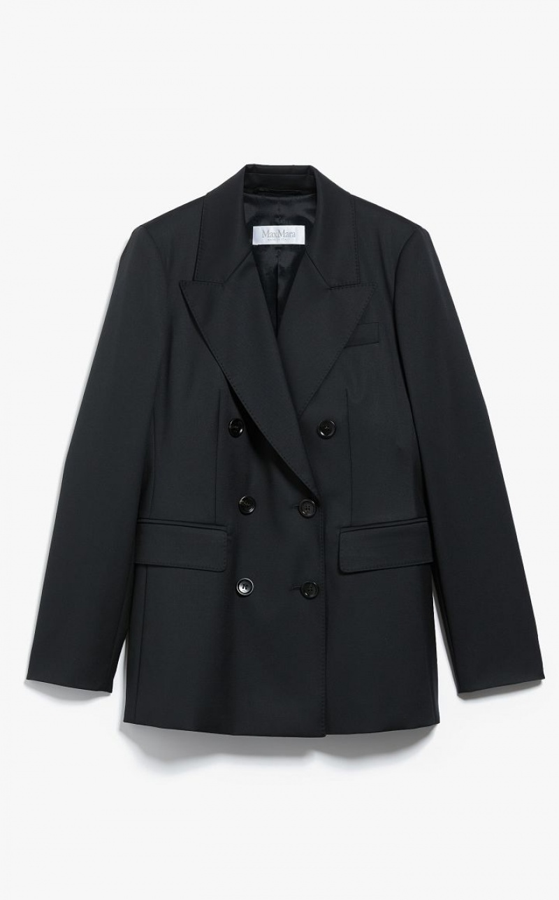 Max Mara Double-breasted Wolle Blazer Schwarz | MMR594087