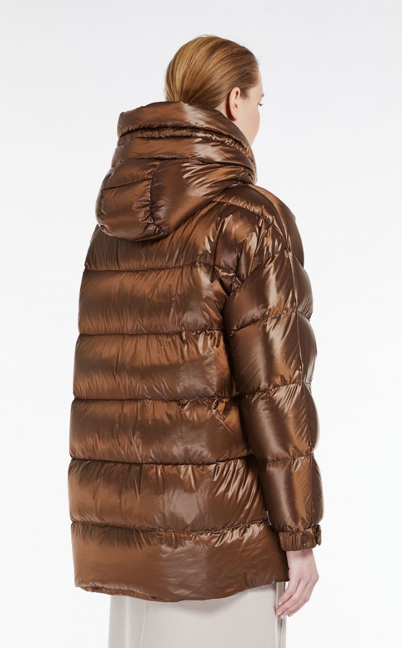 Max Mara Down Jacket In Wasser-resistant Canvas With Hood Padded Gold | MMR593974