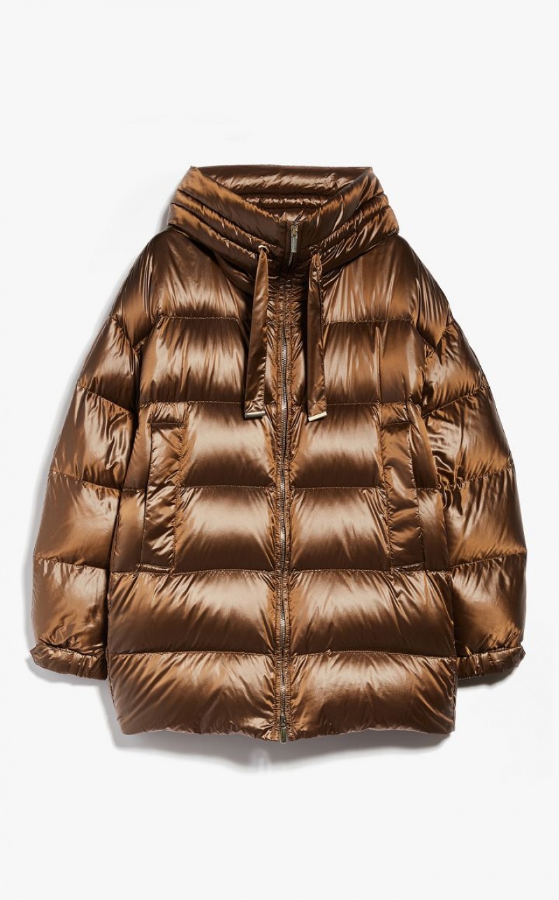 Max Mara Down Jacket In Wasser-resistant Canvas With Hood Padded Gold | MMR593974