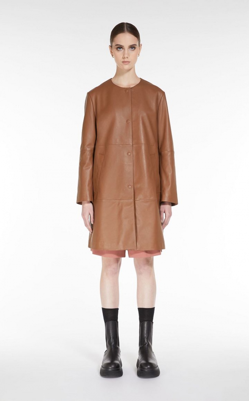 Max Mara Duster Coat Leather Braun | MMR594017