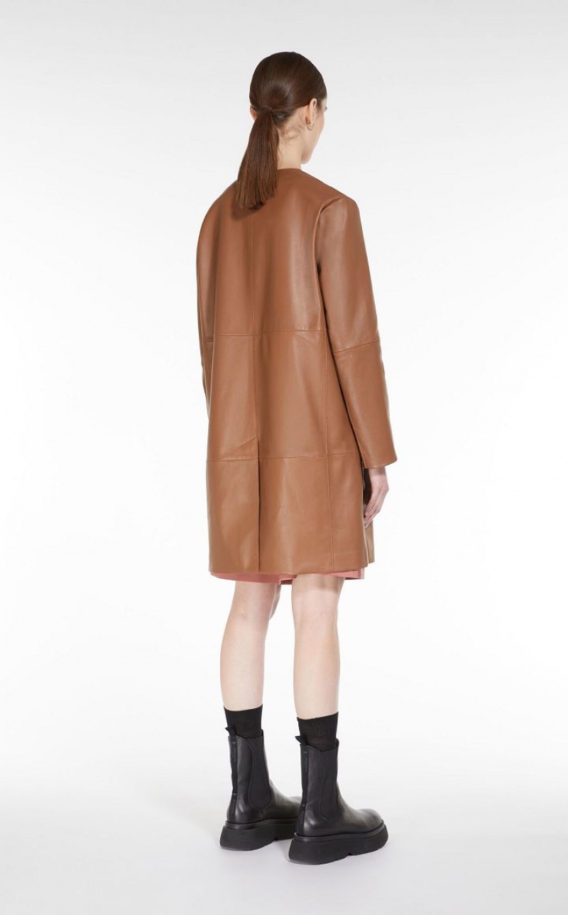 Max Mara Duster Coat Leather Braun | MMR594017