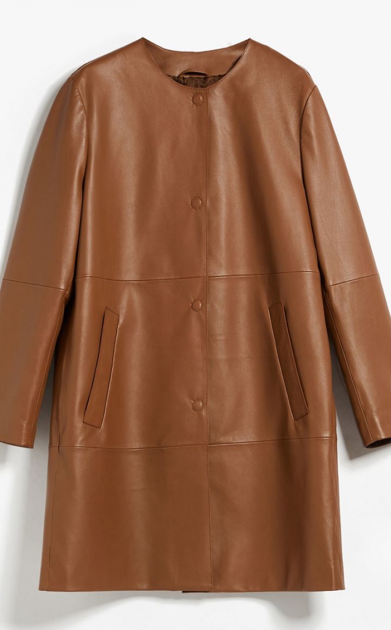 Max Mara Duster Coat Leather Braun | MMR594017