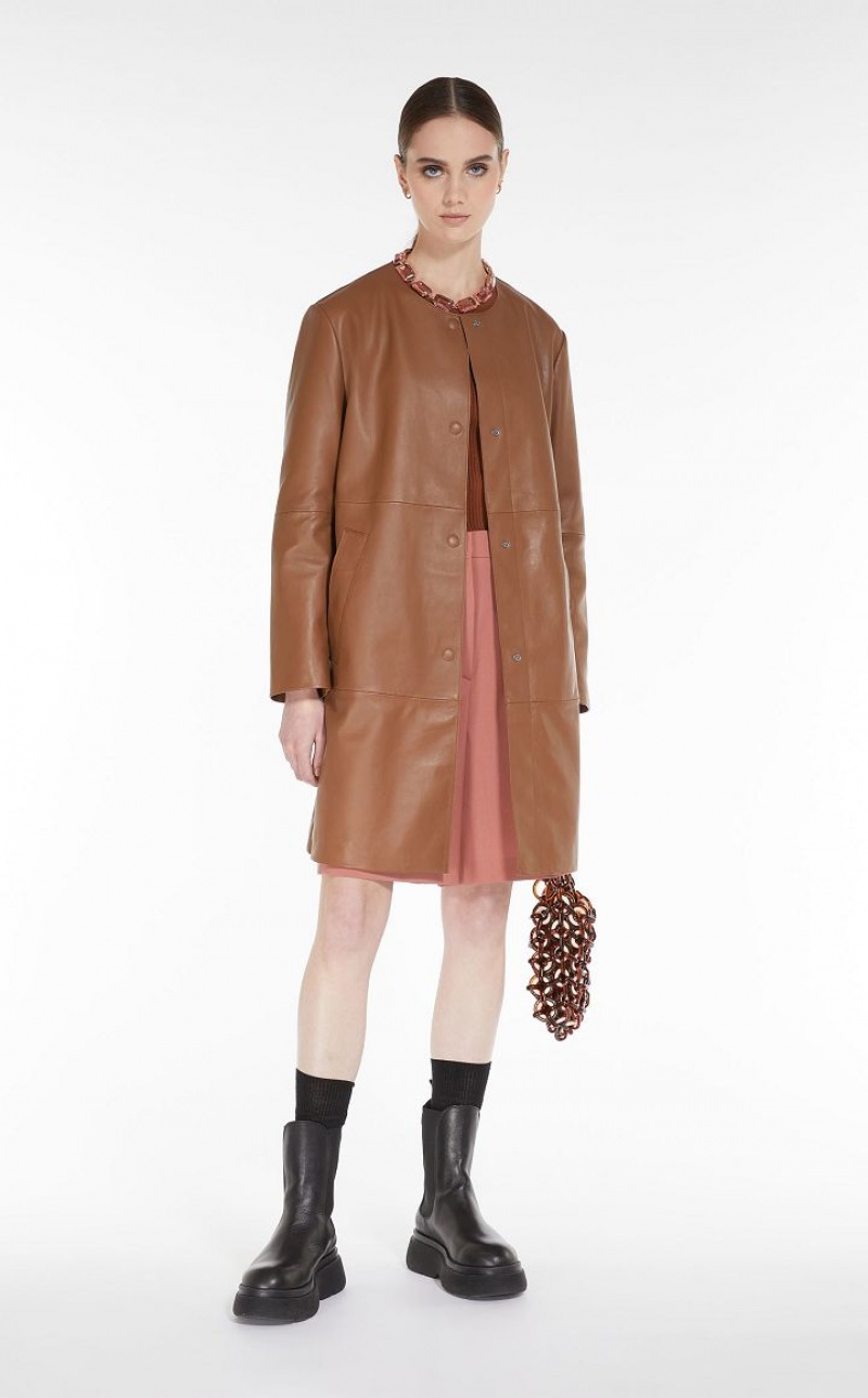 Max Mara Duster Coat Leather Braun | MMR594017