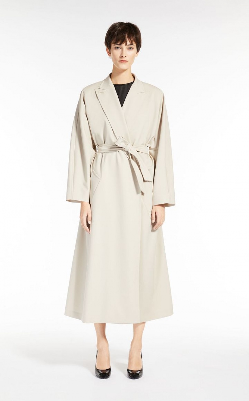 Max Mara Duster In Gabardine Wolle Trench Braun | MMR593946