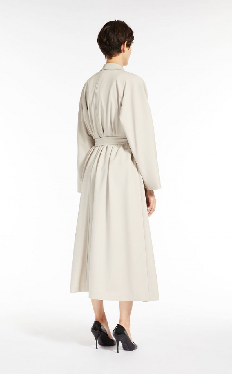 Max Mara Duster In Gabardine Wolle Trench Braun | MMR593946