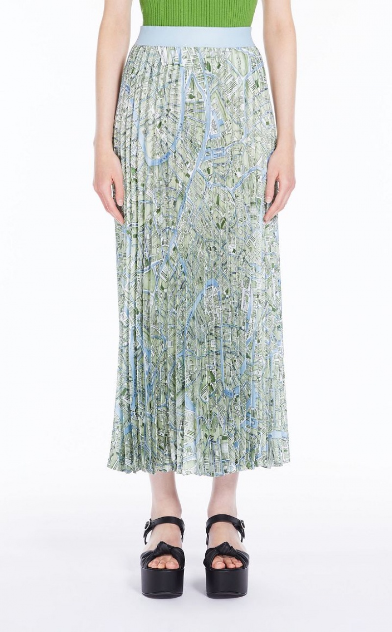 Max Mara Falten In Printed Twill Röcke Grün | MMR593715