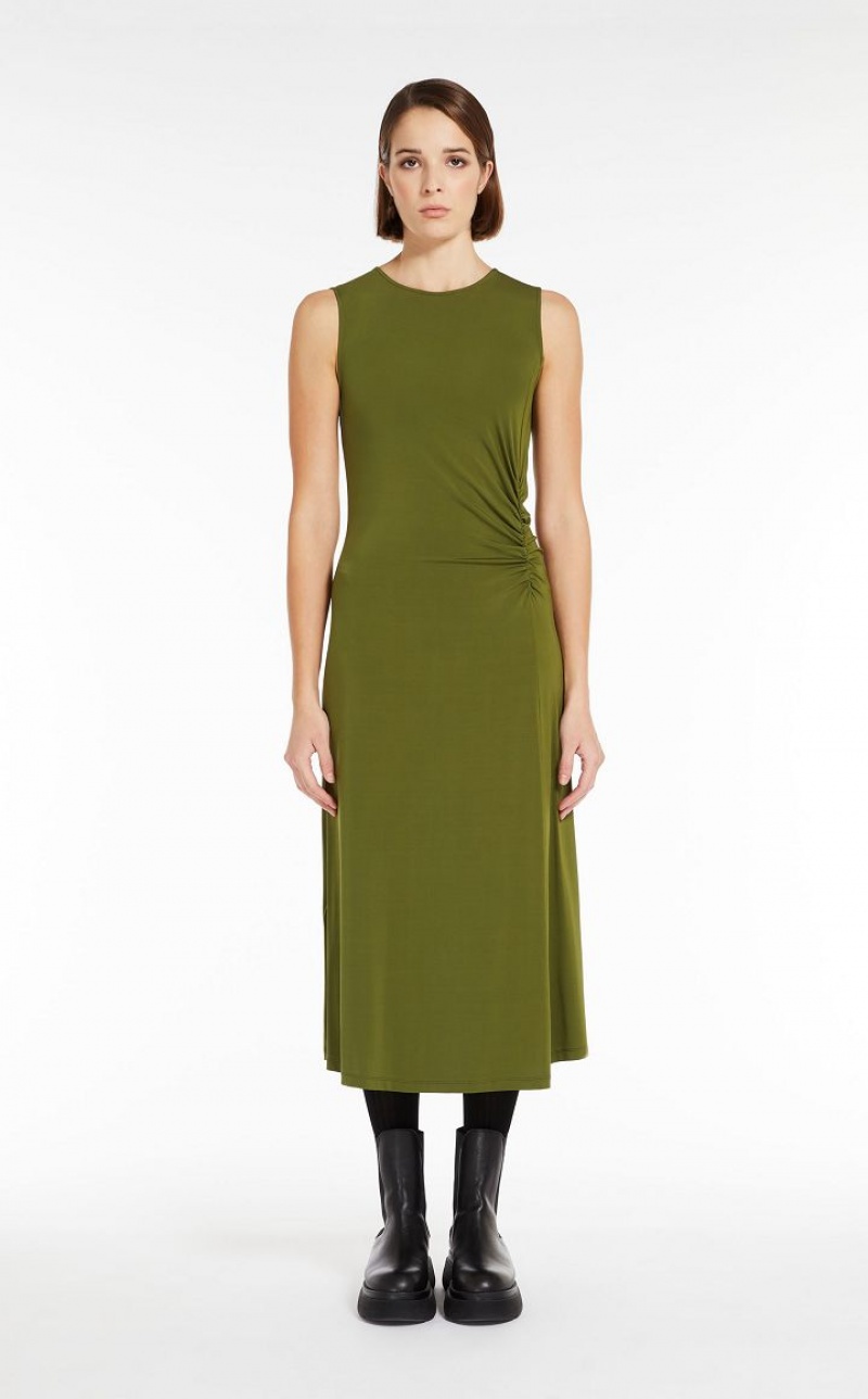 Max Mara Flared In Crepe Jersey Kleid Grün | MMR593292