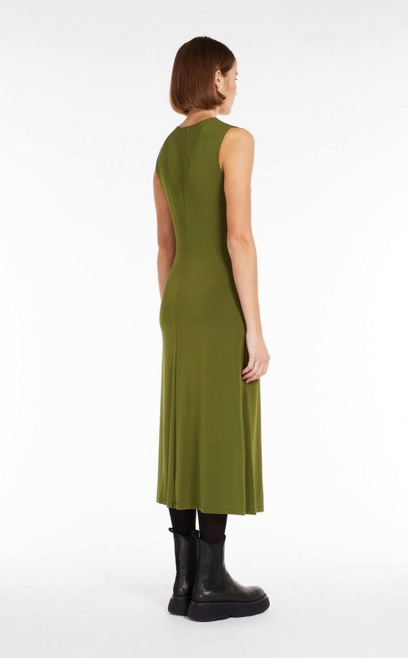 Max Mara Flared In Crepe Jersey Kleid Grün | MMR593292