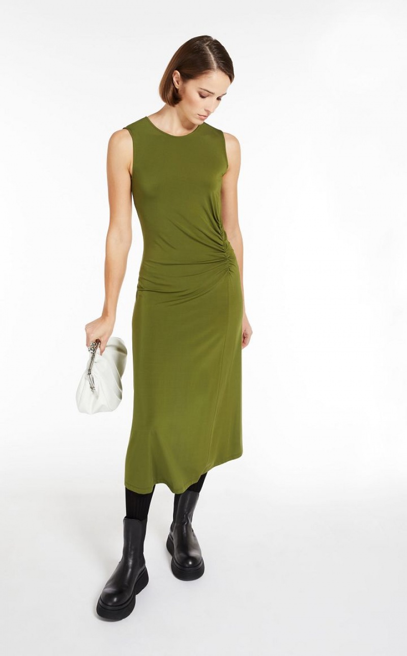 Max Mara Flared In Crepe Jersey Kleid Grün | MMR593292