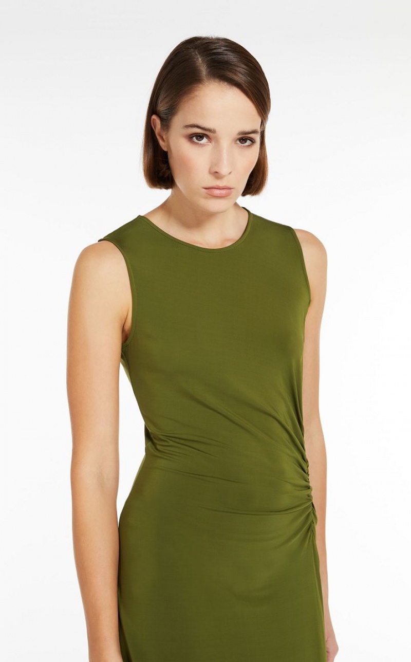 Max Mara Flared In Crepe Jersey Kleid Grün | MMR593292