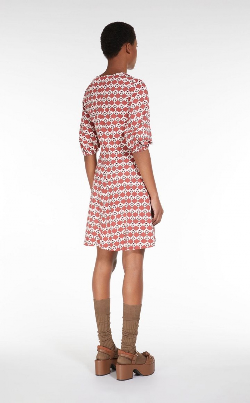 Max Mara Flared In Printed Jersey Kleid Rot | MMR593380