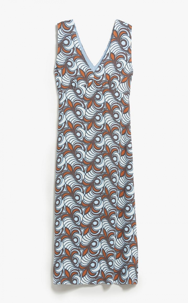 Max Mara Flared In Printed Satin Kleid Braun | MMR593367