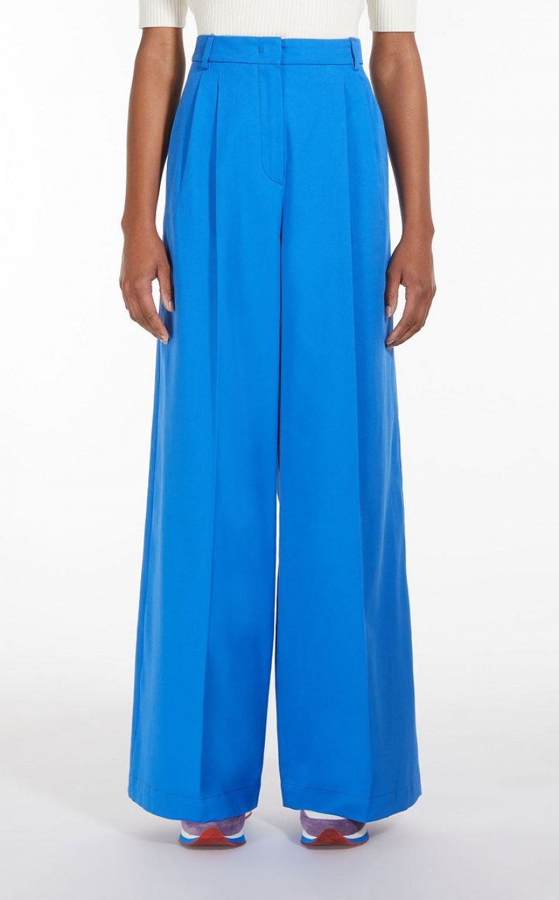 Max Mara Flared In Stretch Baumwoll Hosen Blau | MMR593756