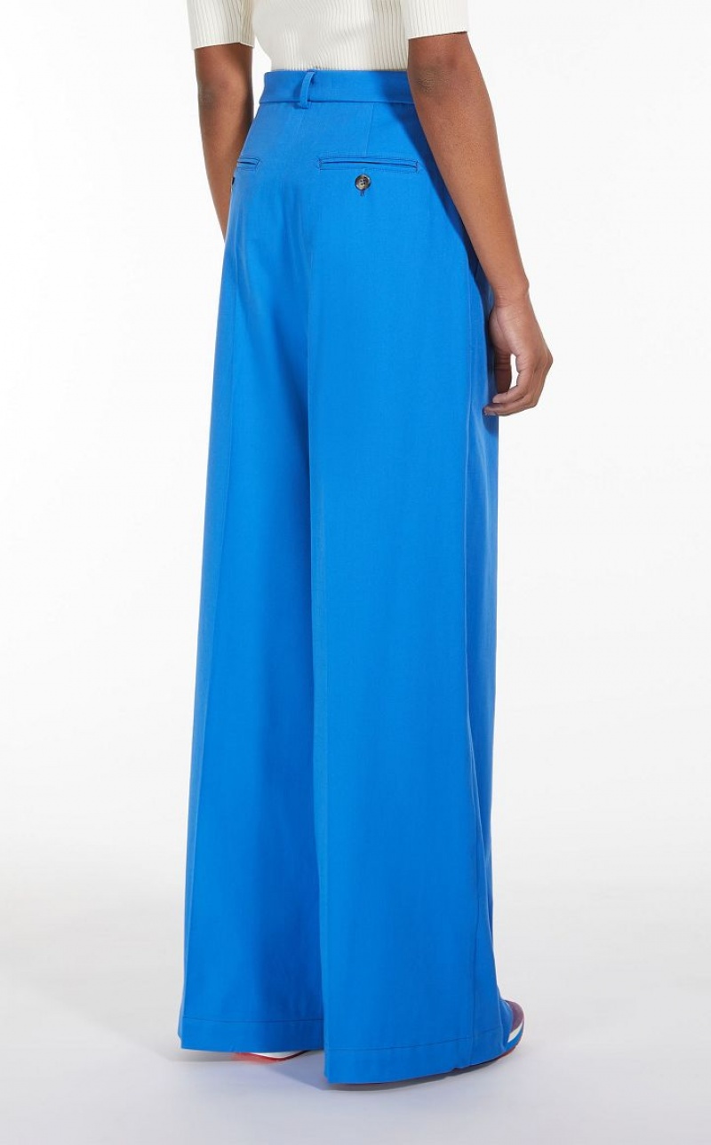 Max Mara Flared In Stretch Baumwoll Hosen Blau | MMR593756