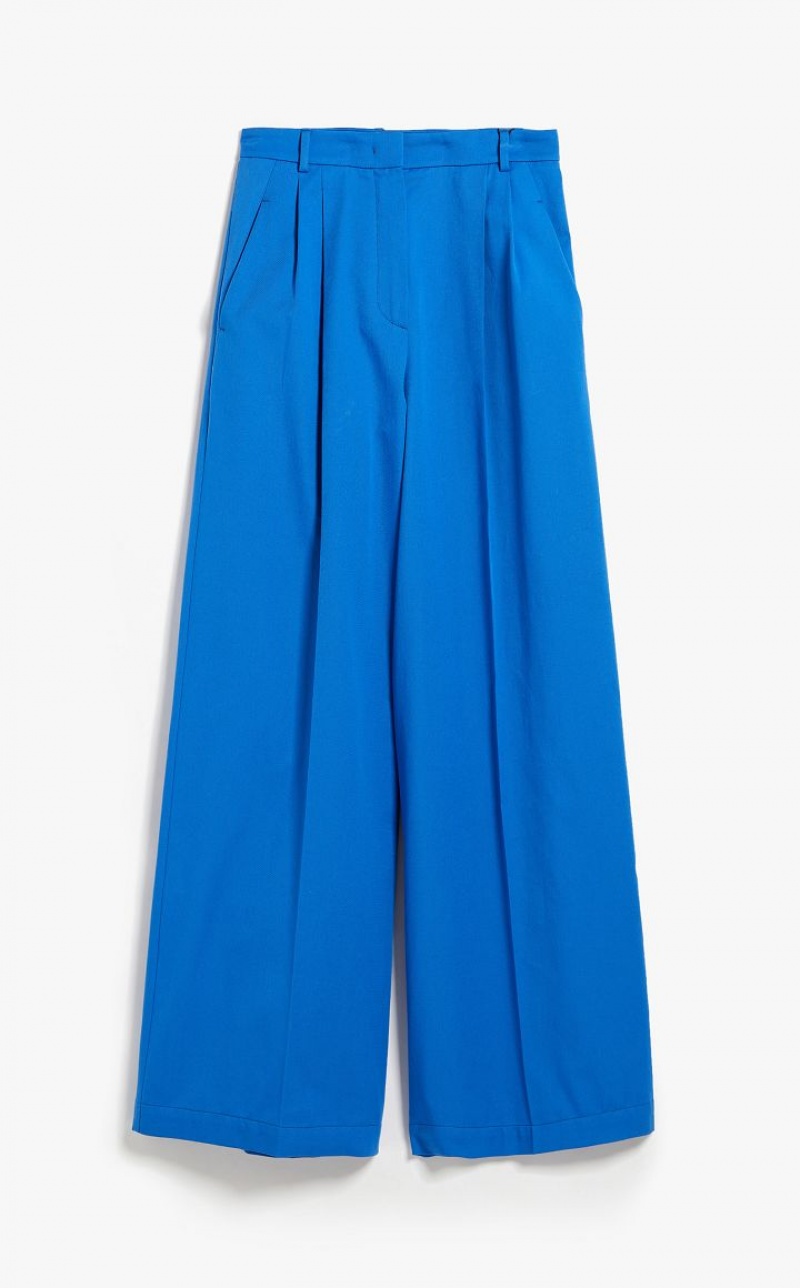 Max Mara Flared In Stretch Baumwoll Hosen Blau | MMR593756