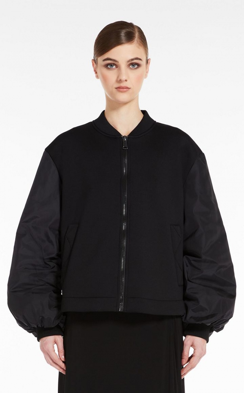 Max Mara Flared Jersey Bomber Jacken Schwarz | MMR594042