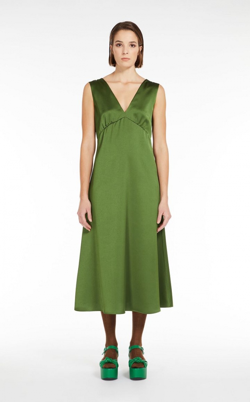 Max Mara Flared Satin Kleid Grün | MMR593397