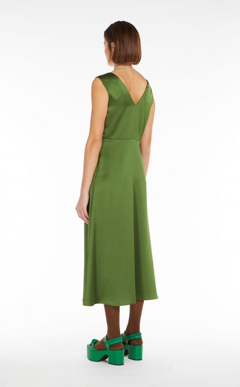 Max Mara Flared Satin Kleid Grün | MMR593397