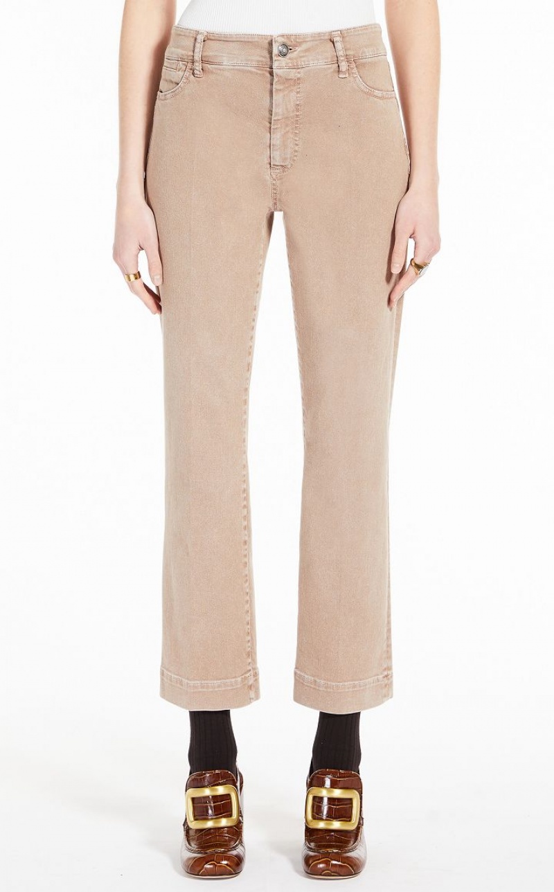 Max Mara Flared Stretch Denim Jeans Beige | MMR593763