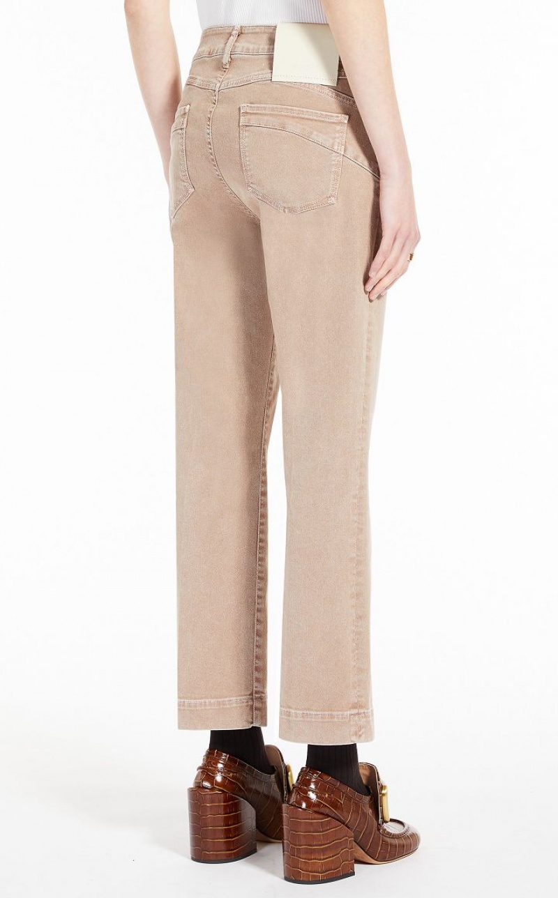 Max Mara Flared Stretch Denim Jeans Beige | MMR593763