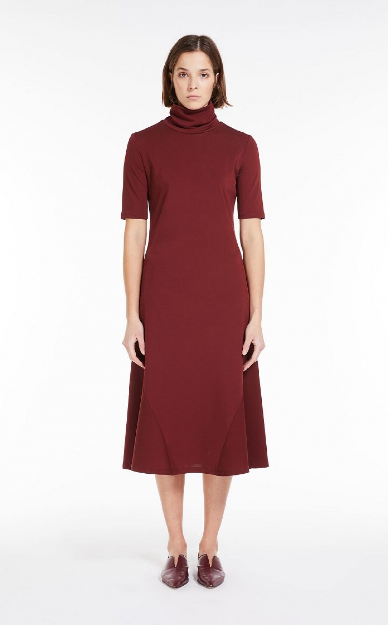 Max Mara Flowing Jersey Kleid Dunkelrot | MMR593309