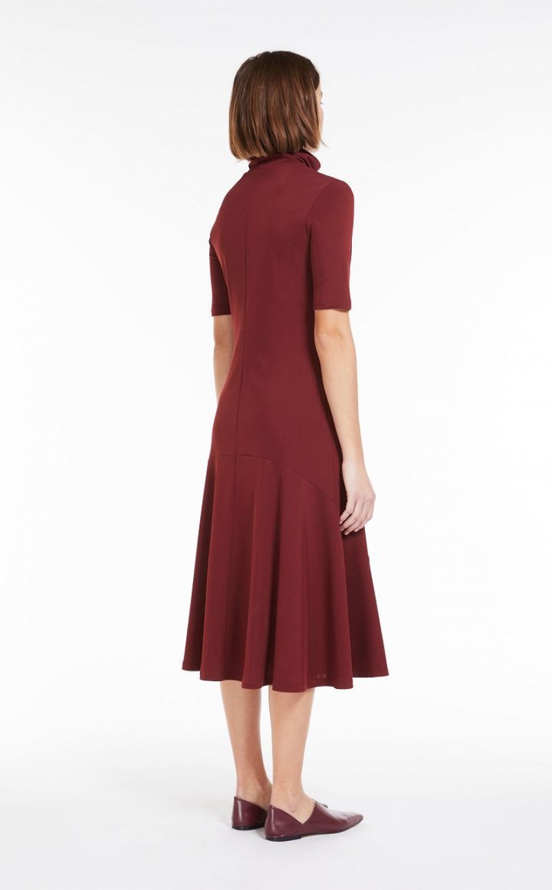 Max Mara Flowing Jersey Kleid Dunkelrot | MMR593309