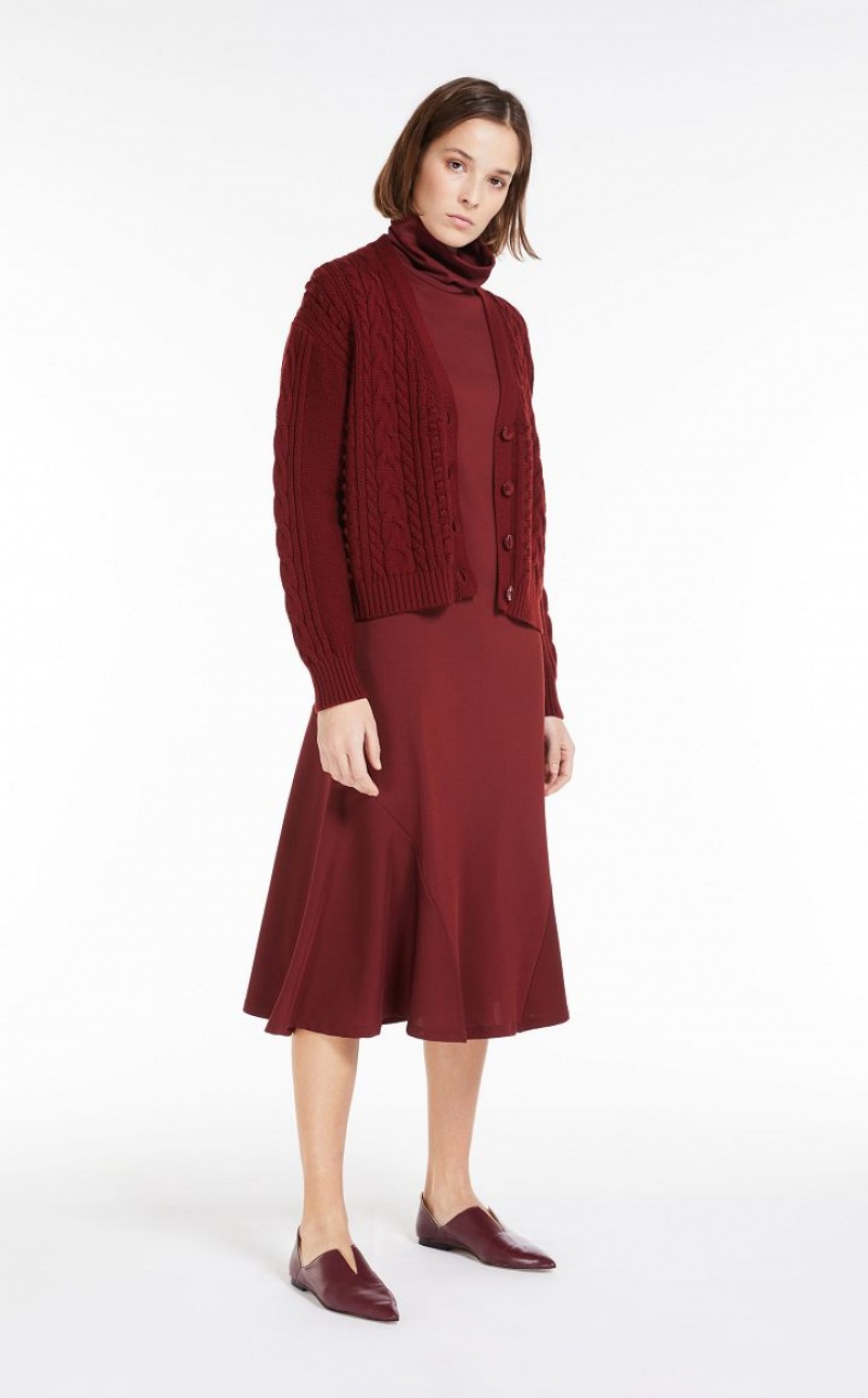 Max Mara Flowing Jersey Kleid Dunkelrot | MMR593309