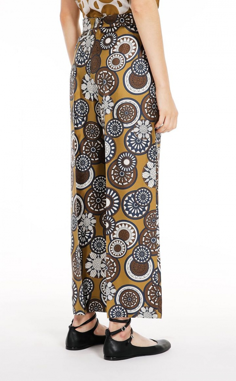 Max Mara Fluid Printed Silk Hosen Mango | MMR593817