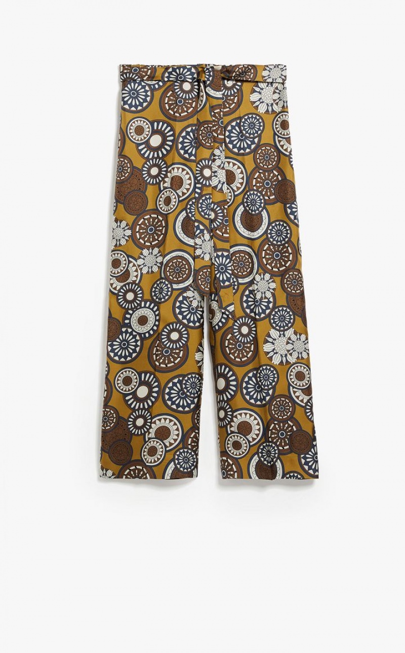 Max Mara Fluid Printed Silk Hosen Mango | MMR593817