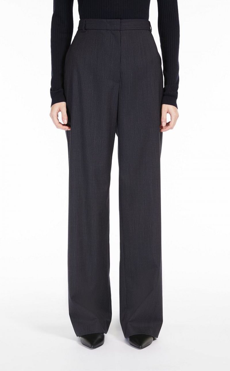 Max Mara Fluid-fit Pinstripe Gabardine Anzüge Navy | MMR593478