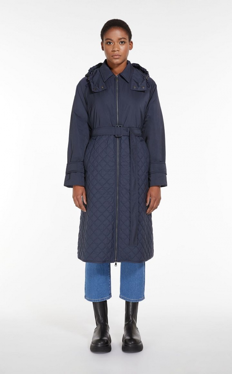 Max Mara Gepolstert Coat In Showerproof Fabric Padded Navy | MMR593967