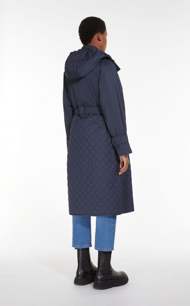 Max Mara Gepolstert Coat In Showerproof Fabric Padded Navy | MMR593967