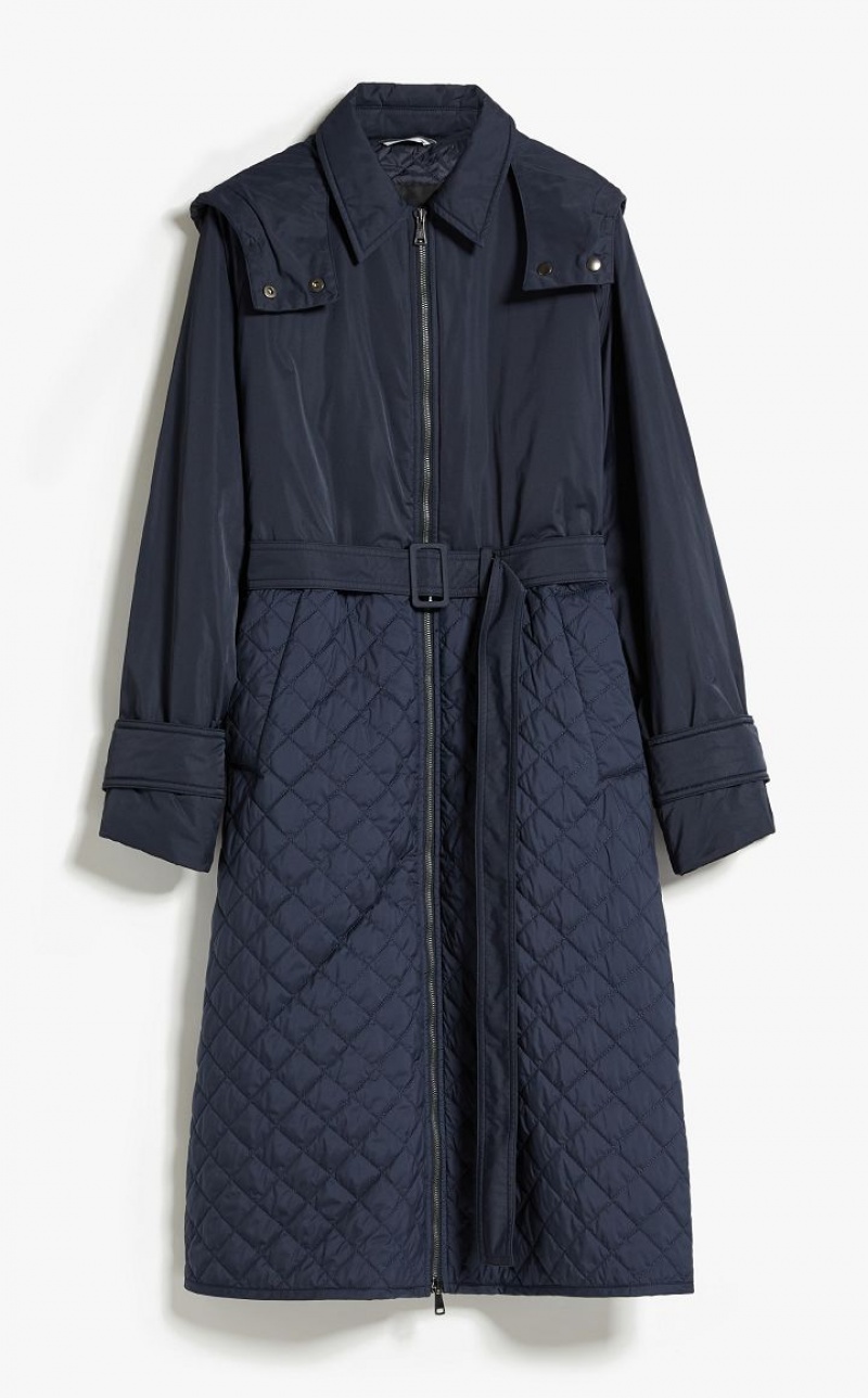 Max Mara Gepolstert Coat In Showerproof Fabric Padded Navy | MMR593967