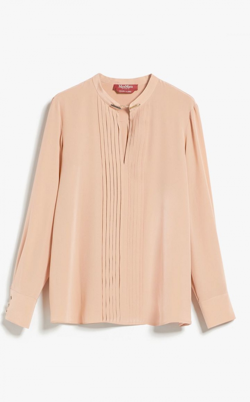 Max Mara Gerippt Crepe De Chine Bluse Beige | MMR593582