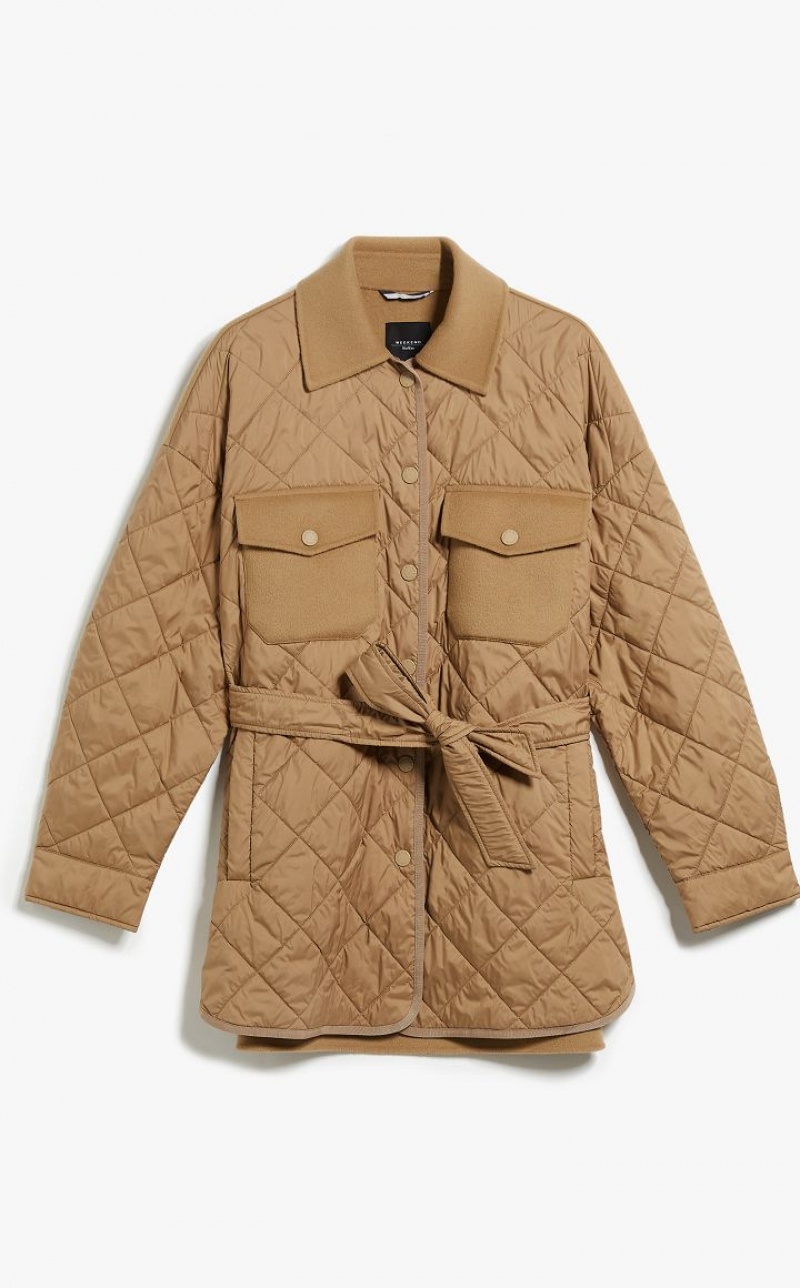 Max Mara Gesteppt Jacket In Technical Fabric And Wolle Padded Braun | MMR594007