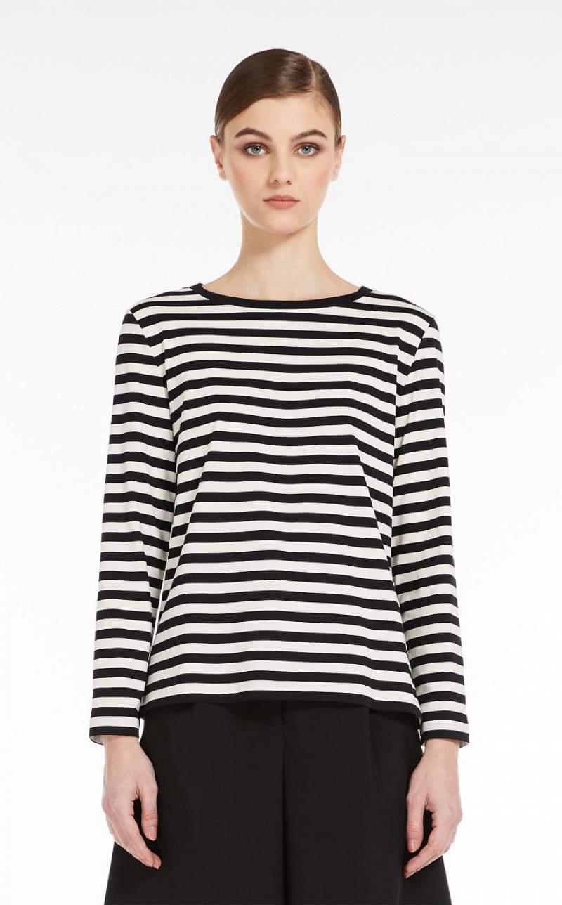 Max Mara Gestreift Jersey T-shirt Weiß | MMR593678