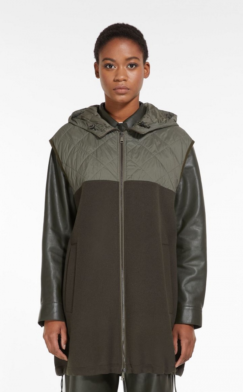 Max Mara Gilet In Technical Fabric And Wolle Padded Dunkel | MMR593988