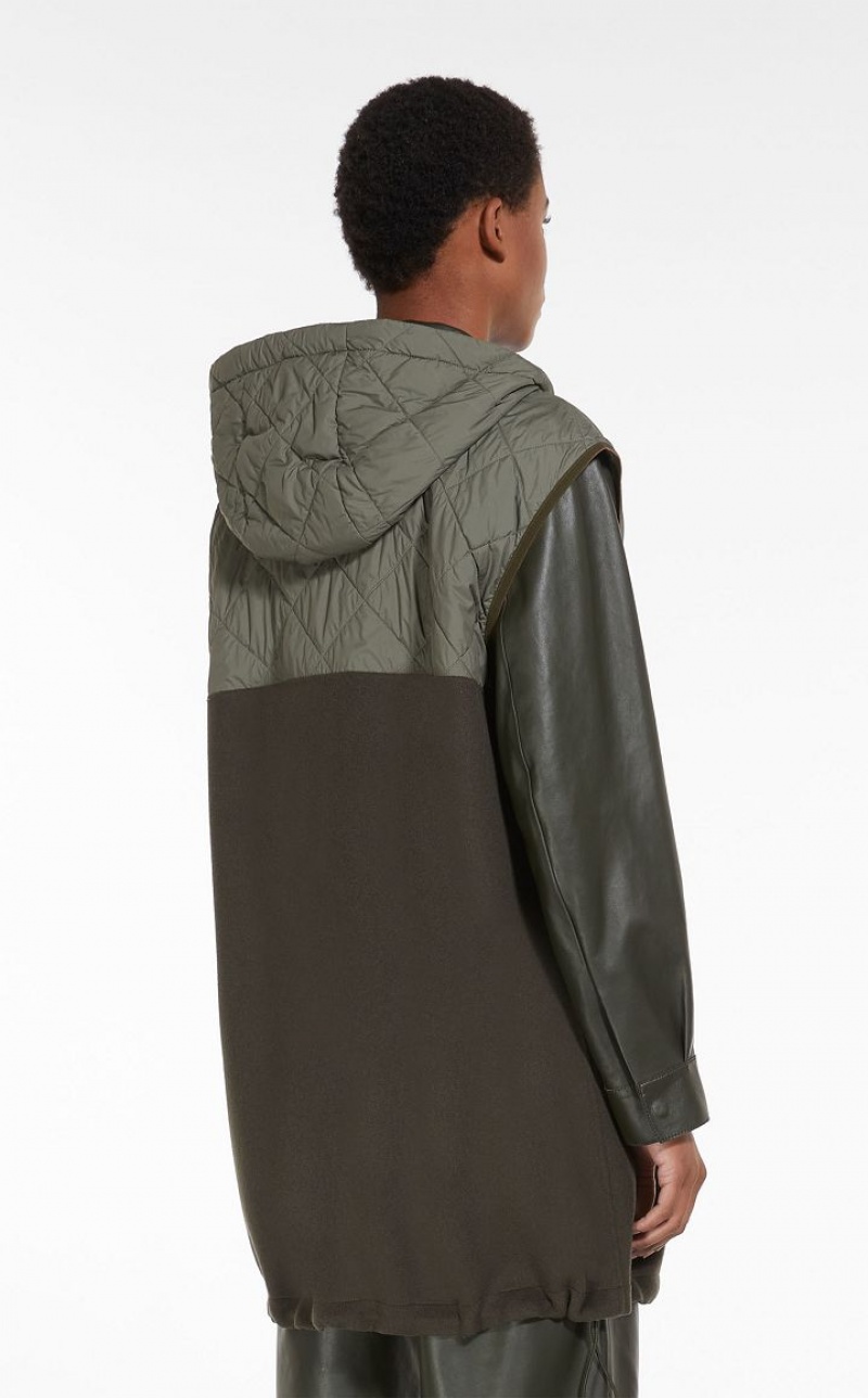 Max Mara Gilet In Technical Fabric And Wolle Padded Dunkel | MMR593988