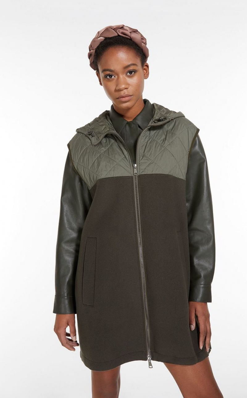 Max Mara Gilet In Technical Fabric And Wolle Padded Dunkel | MMR593988