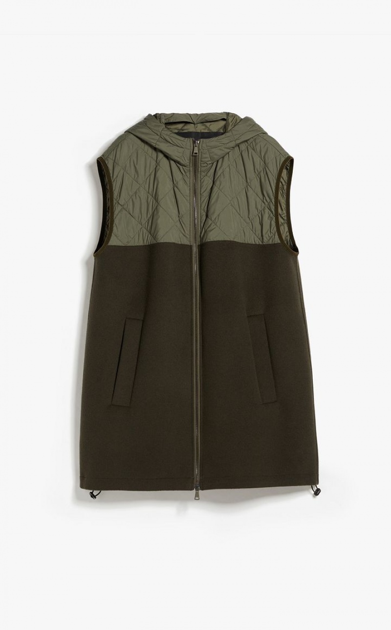 Max Mara Gilet In Technical Fabric And Wolle Padded Dunkel | MMR593988