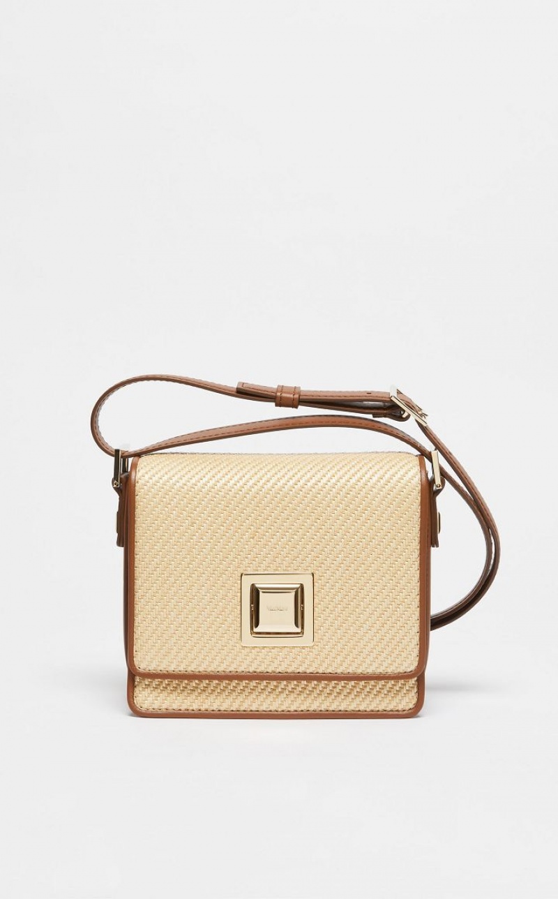 Max Mara In Leder And Woven Fabric MM Bag Beige | MMR594120