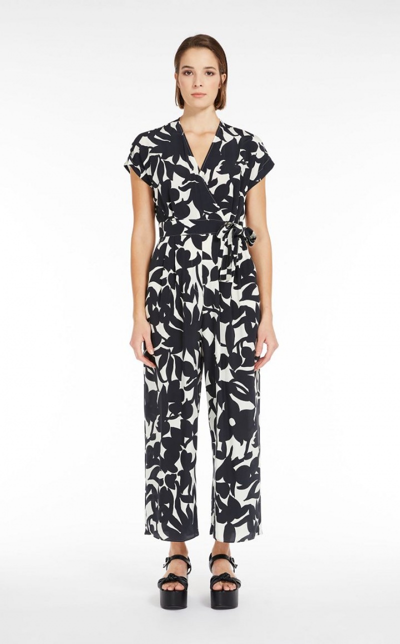 Max Mara In Printed Silk Overall Schwarz | MMR593416