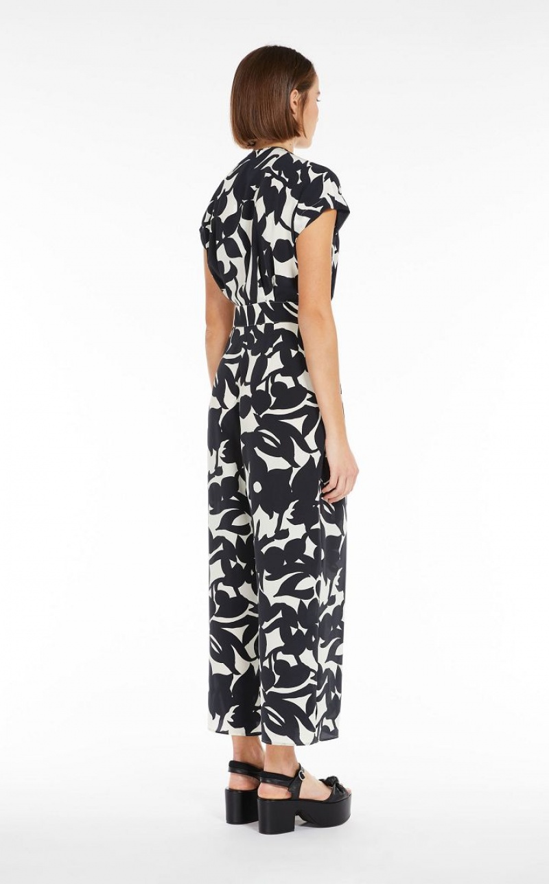 Max Mara In Printed Silk Overall Schwarz | MMR593416